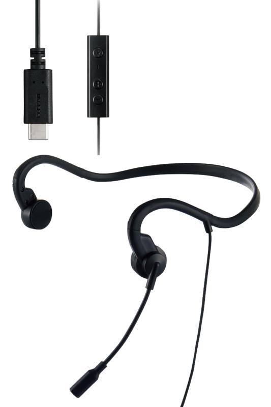 エレコム 骨伝導イヤホン マイク付き 骨伝導ヘッドセット 有線 Type-C 軽量 ペアリング・充電不要 ハンズフリー 耳を塞がない 耳が痛く..