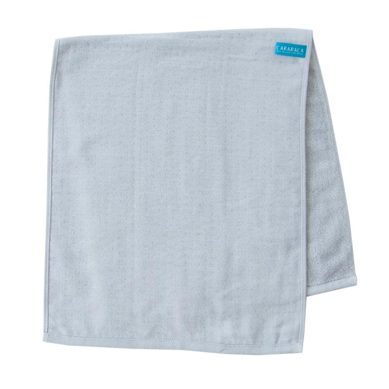 オカ(OKA) PLYS カララカ フェイスタオル 約34cm×80cm グレー (乾度良好 吸水 速乾 抗菌防臭 乾燥機OK)