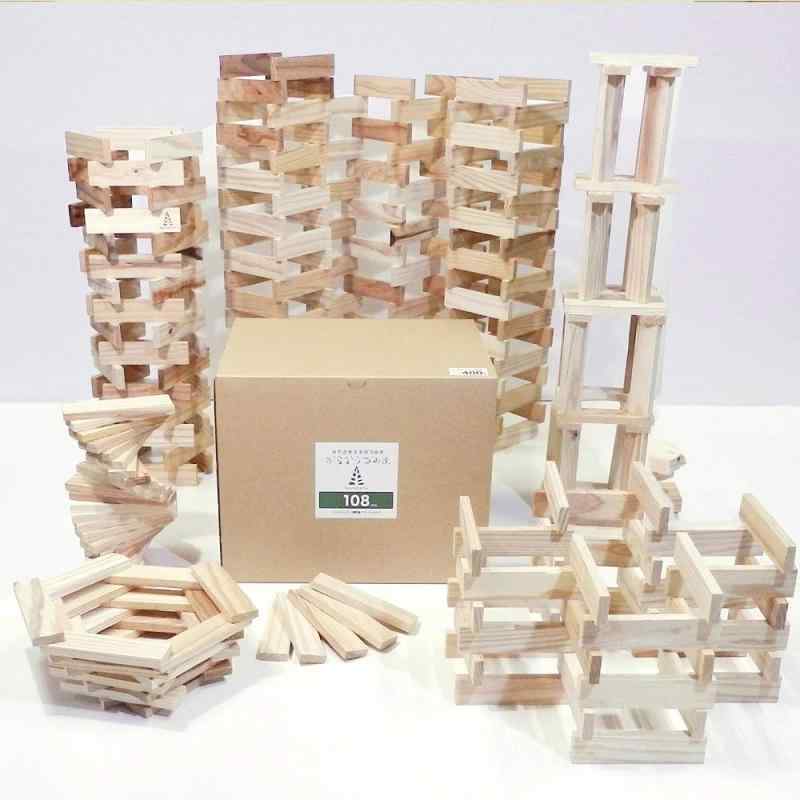 からからつみき108 (9×27×108mm) 480ピース入 知育玩具 国産 無塗装 木のおもちゃ