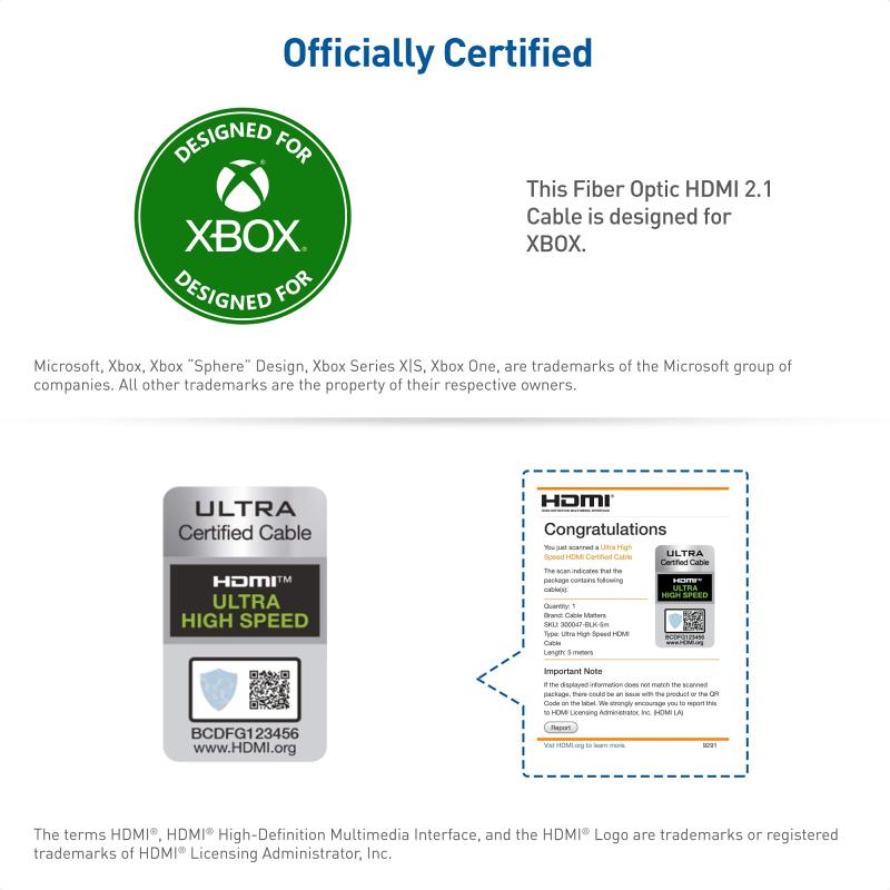 Cable Matters Active 8K HDMI 光ファイバーケーブル