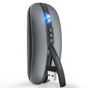 FMOUSE Bluetooth マウス ワイヤレスマウス 無線 マウス 静音 充電式 薄型 小型 6ボタン2.4GHz 光学式 高精度 省エネルギー 800/1200/1600/2400DPI デスクトップ戻るボタン 静音ボタン windows mac Chrome Android Surface iPad OS対応 日本語取扱説明書 (Gray)