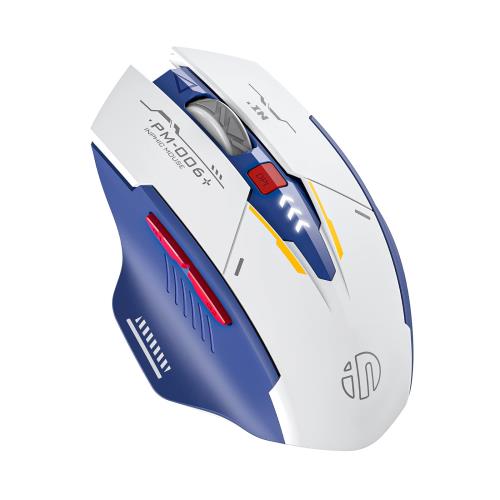 ワイヤレスマウス INPHIC 充電式人間工学に基づいた静音マウス 2.4G USBレシーバー付き メカスタイルマウス ワイヤレス ノートパソコン Mac MacBook用 ブルーホワイトのサムネイル