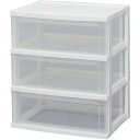 アイリスオーヤマ チェスト 3段 届いてすぐ使える完成品 ワイド 日本製 幅54×奥行40×高さ62.5cm ホワイト / クリア 白 プラスチック天板 W-543 組立不要