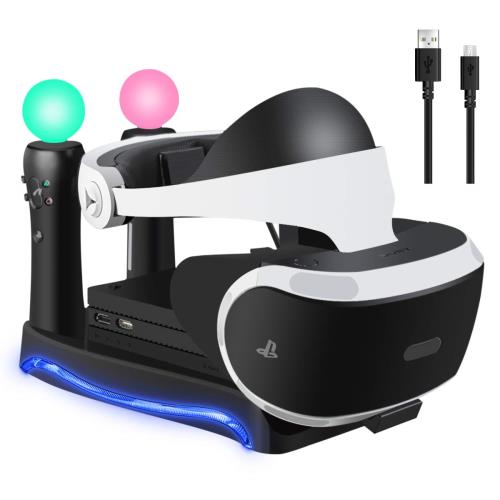 LIDIWEE PSVR スタンド VR多機能スタンド PS Moveコントローラ*2 充電 VRコネクタ VRヘッドセット 一台四役 VRコネクタ二代PSVR 2（CUH-ZVR2）とPS3 MOVE/PS4 MOVEに対応 収納 省スペース 最新型 PS4スタンド PSVRヘッドセットスタンド