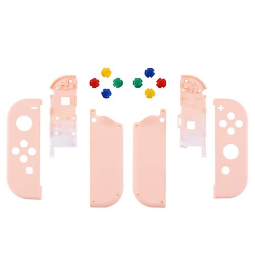 eXtremeRateスイッチ ジョイコンに対応用交換シェル、ジョイコン switchとswitch 有機elに対応用ハンドヘルドコントローラーハウジングケース、カラフルなボタン8つが付き、ジョイコンに対応用DIY交換ケース（ジョイコン switch本体ではありません）サーモンピンク