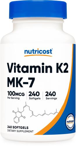 Nutricost ビタミンK2 MK-7 100マイクログラム、240ソフトジェル - グルテンフリー 非遺伝子組み換えのサムネイル
