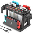 Switch収納スタンド Kytok Joy-Con充電 Switchドック収納 Joy-Con/Proコントローラー/スイッチ本体とドック/ゲームソフト全部収納可能 組立式 省スペース 多機能 大容量 オールインワンスタンド ブラック