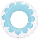 DINETTE 浮き輪 フロート 海水浴 水遊び プール 丸型 (透明花柄 ブルー, 90#)