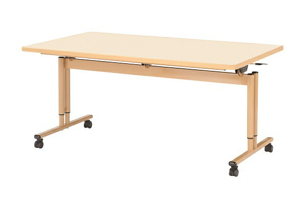 福祉施設用テーブル 3段階高さ調節 天板フラップ式 幅900×奥行900×高さ650・700・750mm 受注生産品 お..