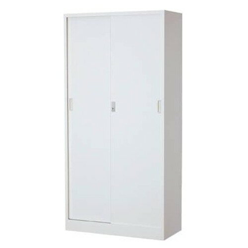 乐天商城 - 【ホワイト色】引き違い書庫 スチール戸 鍵付き W880×D400×H1790mm 個人様宛配送不可 [603D-AW]