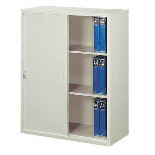 乐天商城 - スチール書庫 引き違い書庫 鍵付き 幅880×奥行400×高さ1110mm A4対応 書庫 引戸 スチールキャビネット オフィス収納 事務所 本棚 国産 完成品 法人様限定 FS40-G11