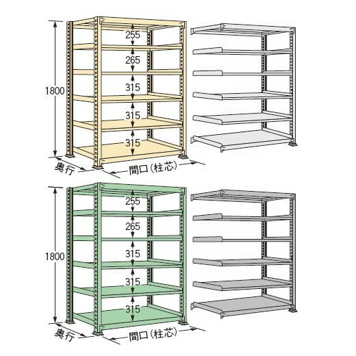 スチール棚 中量ラック150kg/段タイプ 単体型 高さ1800×間口1800×奥行450mm 棚板6枚 業務用ラック お客様組立 送料別 法人様限定商品 [2]