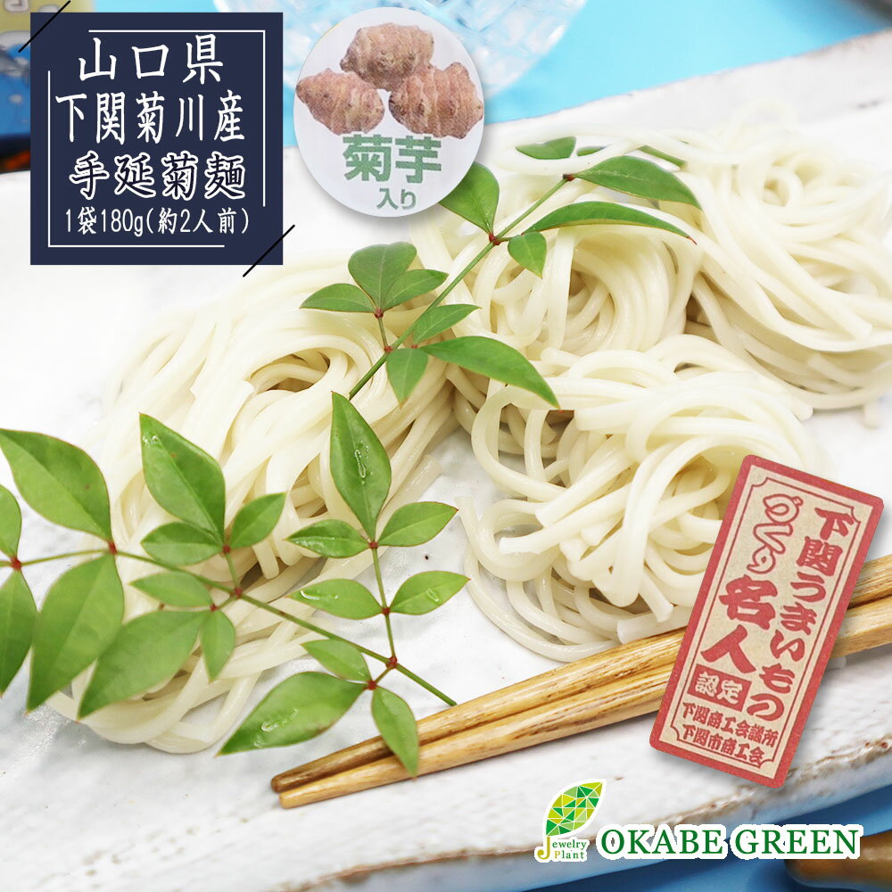 手延菊麺 手延麺 乾麺 180g 2人前 山口県下関菊川産 菊芋 手延麺 キクイモ イヌリン アミノ酸 国産 国内製造 【送料別】