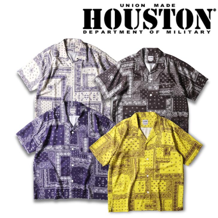 Hawaiian Shirt - HUSTON ヒューストン 41193 アロハシャツ (BANDANA) 半袖シャツ 刺繍 アメカジ 半袖 ジーンズメンズ メンズジャケット