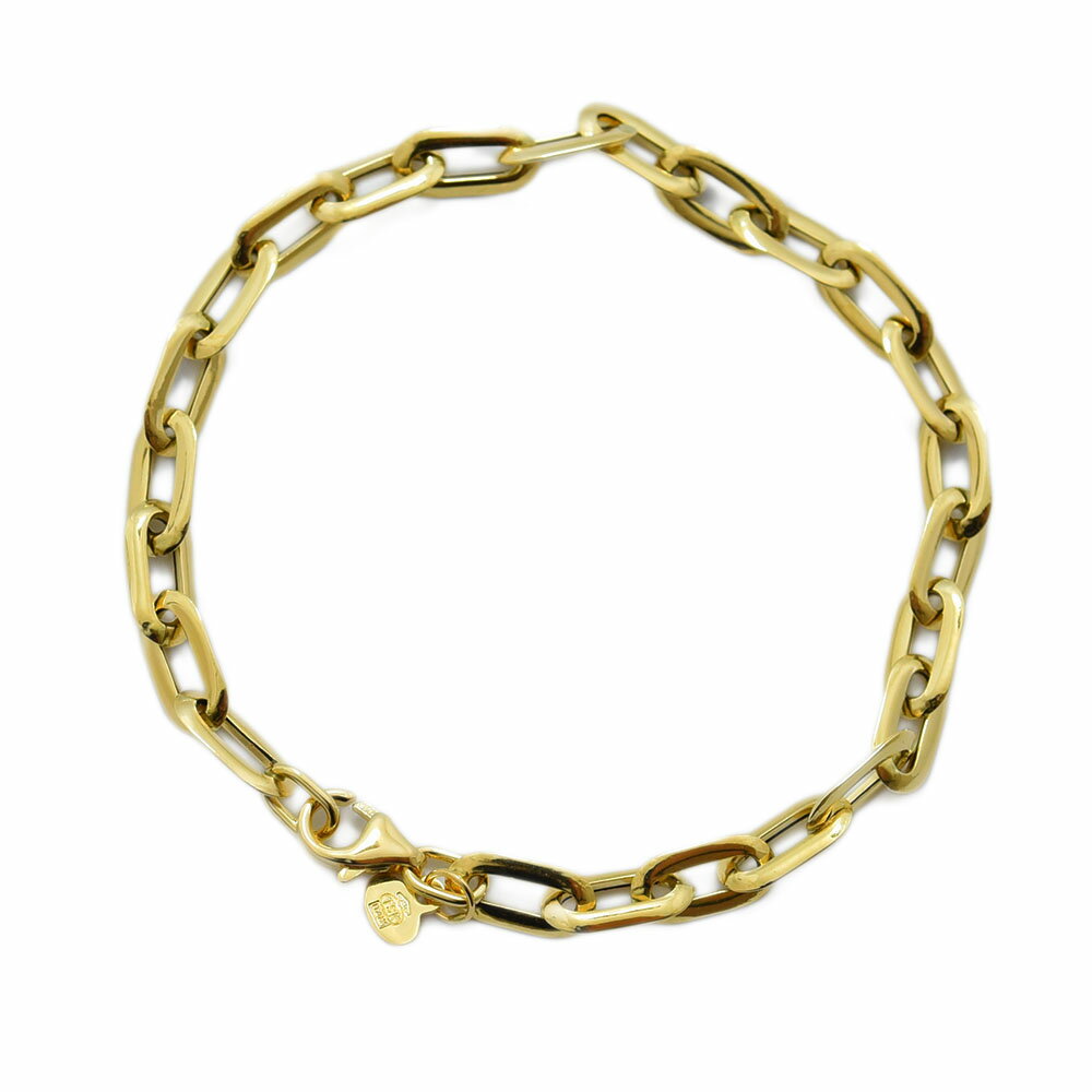 ペーパークリップチェーン K18 ブレスレット 4.4mm幅 19cm クリップチェーン アズキ 18金 刻印 中空 新品