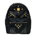 エムシーエム スターク MCM サイドスタッズ バックパック バッグ リュック ブラック レザー 中古