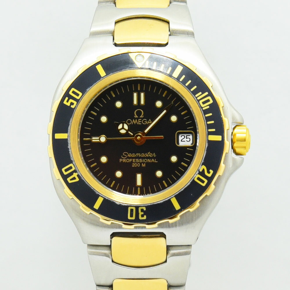 楽天御徒町宝石問屋オメガ 中古 レディース OMEGA シーマスター プロフェッショナル 200M クォーツ コンビ SS ステンレススチール YG イエローゴールド ブラック 軽仕上げ