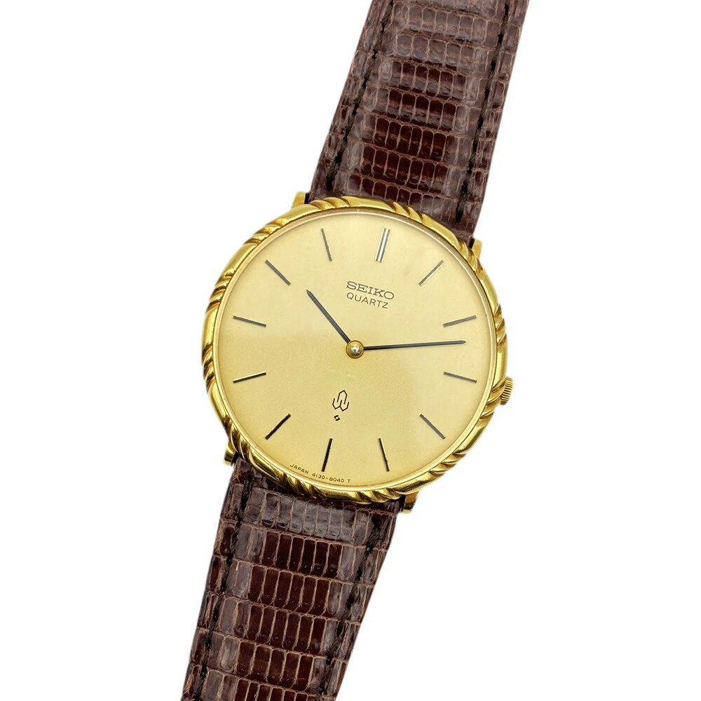 SEIKO セイコー 腕時計 メンズ K18 750 クォーツ Ref.4130-8040 Cal.4130B QZ 1977年製 中古 アンティーク