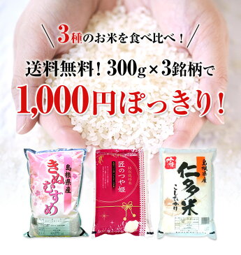 全国送料無料 令和3年産 新米 1000円ぽっきり 1000円ポッキリ お米 お米食べ比べセット つや姫 仁多米 きぬむすめ 900g 6合 島根 米 ブランド米