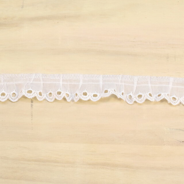 綿ギャザーレース（MO33） 約1.3cm幅 1.白 (H)_4b_
