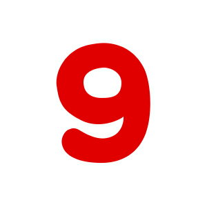 シールタイプワッペン もじシール(E86) 9/数字 赤 15Yy88_