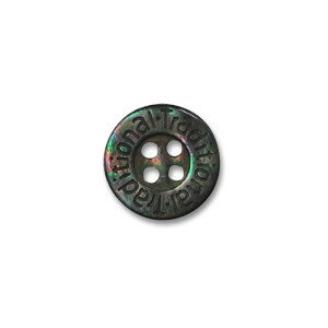 Shell Button - 文字入り四つ穴シェルボタン（SB1001） 15mm 黒（黒蝶貝） 08Bg99_
