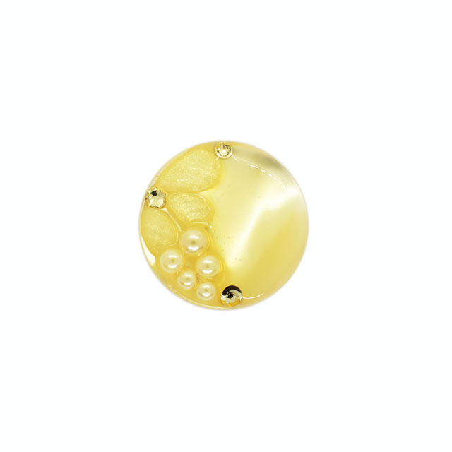 ボタン シェルべースフラワージュエルボタン （86892） 20mm 32.イエロー 08Bg99_