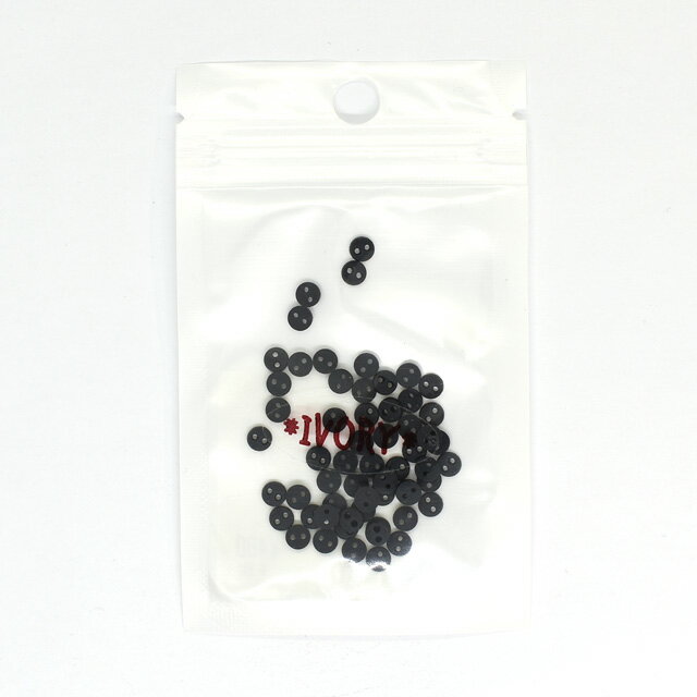 ドール用 2つ穴 プラボタン 4mm 60個入 黒 06Ab99_