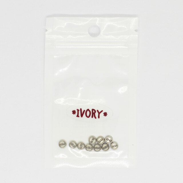 ドール用 2つ穴 メタルボタン 5mm S.シルバー 06Ab99_