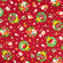 \期間限定10%OFF/ 生地 クリスマスプリント リース/シーチング(AP45102) 1B.赤 09Ae99_