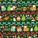 \期間限定10%OFF/ 生地 クリスマスプリント ボーダー/シーチング(AP45102) 2A.緑 09Ae99_