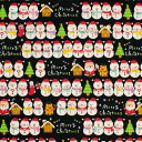 \期間限定10%OFF/ 生地 クリスマスプリント ゆきだるま/シーチング(AP45102) 3C.黒 09Ae99_