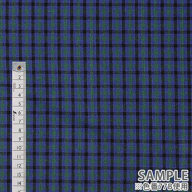 生地 先染めチェック（YK7000） 77B.ブルー 09Bk22_