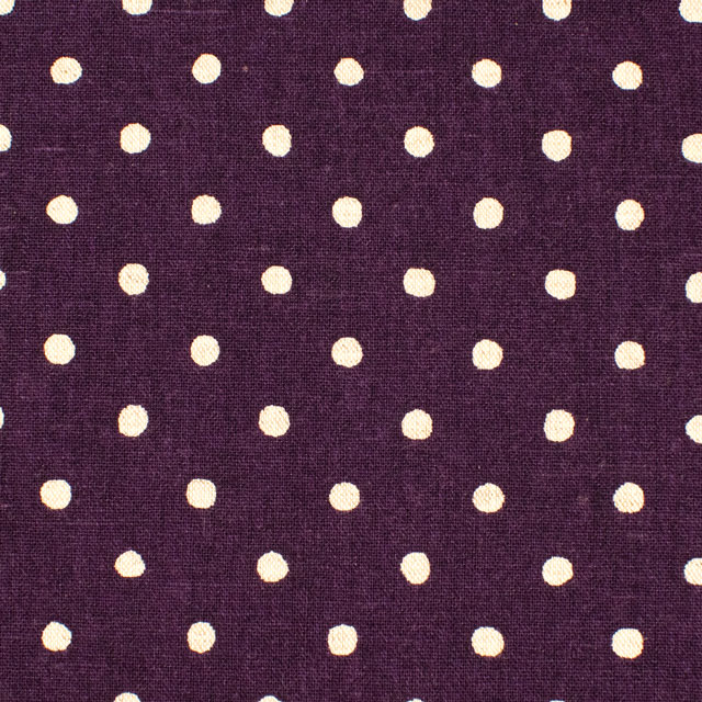 生地 綿麻キャンバス 水玉（288185） 15.パープル 09Cu45_