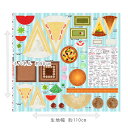 パネル販売生地 デジタルプリント ケーキ屋さん/シーチング ブルー 009Ae99_