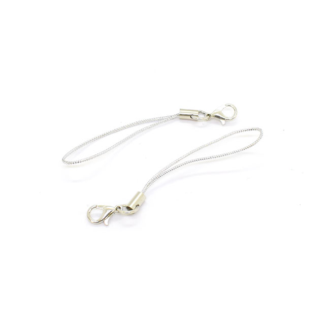 アクセサリーパーツ カニカン付ストラップパーツ(F-145-R) R.シルバー紐×シルバー 2個入 06Af99_