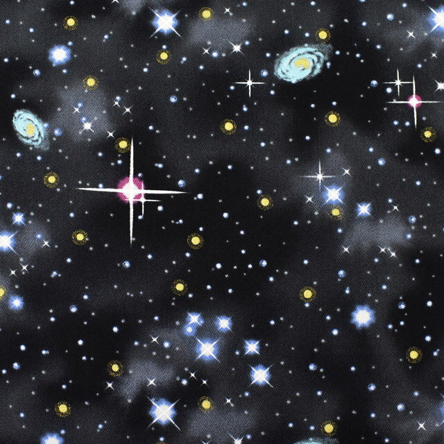 生地 ツイルプリント 宇宙柄（KTS6706） C.ブラック (H)_ki_
