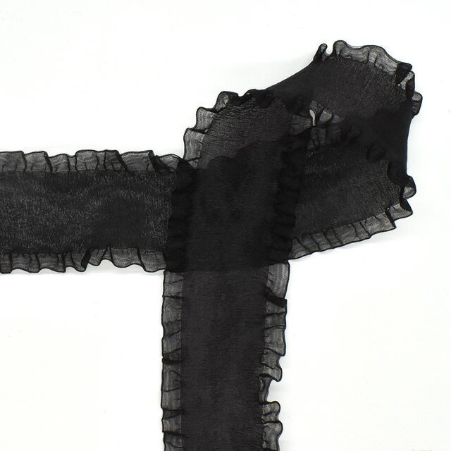 MOKUBA（木馬） フリルオーガンジーリボン（4474） 50mm 3.ブラック (H)_4b_