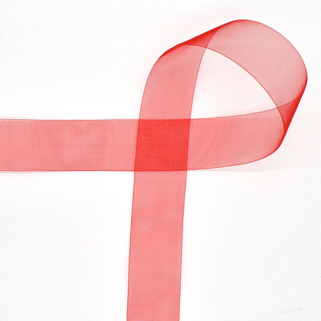 ＼期間限定5％OFF／ MOKUBA（木馬） オーガンジーリボン（1500K） 25mm 1.レッド (H)_4b_