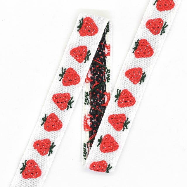 レピヤンリボン オリジナルチロル イチゴ（153-11-12） 12mm ホワイト 07Ab99_