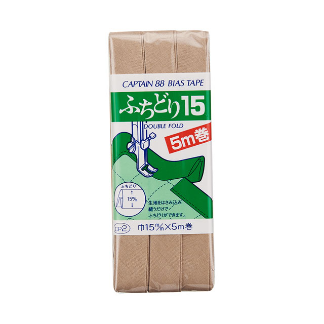 ●素材：ポリエステル65％　綿35％●サイズ：15mm幅×5m巻【商品の詳細】ワンタッチでふちどりができるように、ダブルにおってあります。生地を挟み込んで縫うだけで簡単にふちどりが出来ます。5mあるので大きい作品にお使い頂けます。【ご注文前に必ずお読み下さい】・表示価格は1パックの価格です。・製造ロット、ディスプレイや視覚環境などにより、実際のカラーと異なる場合がございます。・当社の他オンラインショップと在庫を共有しており、注文が確定しても完売・欠品の場合があります。予めご了承下さい。