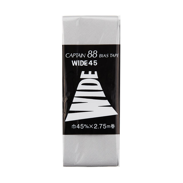 ●素材：ポリエステル65％　綿35％●サイズ：45mm幅×2.75m巻【商品の詳細】衿や袖ぐりの見返しがわりに。衣類の裾上げや縁取り小物作りに。幅広タイプのスタンダードなバイアステープです。【ご注文前に必ずお読み下さい】・表示価格は1パックの価格です。・製造ロット、ディスプレイや視覚環境などにより、実際のカラーと異なる場合がございます。・当社の他オンラインショップと在庫を共有しており、注文が確定しても完売・欠品の場合があります。予めご了承下さい。