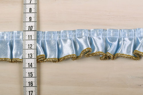 サテンフリルレース（501F） 約3.5cm幅 10G.黒×ゴールド 07Ac99_
