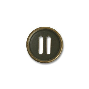●素材：キャスト【商品の詳細】リボンやテープを通すことが出来る、穴が縦長のメタルボタンです。【ご注文前に必ずお読み下さい】・表示価格は1個の価格です。・製造ロット、ディスプレイや視覚環境などにより、実際のカラーと異なる場合がございます。・ボタンはロットによって1mm強のサイズ差異が生じる場合もございます。・常にたくさんの在庫を確保しているお品ではございません。・当社の他オンラインショップと在庫を共有しており、注文が確定しても完売・欠品の場合があります。予めご了承下さい。