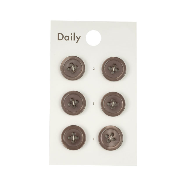 Shell Button - ボタン Daily 貝調ポリエステル4つ穴ふちあり（OKDB-003） 13mm CGRY.ココアグレー 08Bg99_