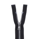 YKK ビスロンファスナー METALUXE(5VYXMV DA OP) LF-SIL オープン 70cm 580.黒×LF-SIL(シルバー) 08Co99_(3)