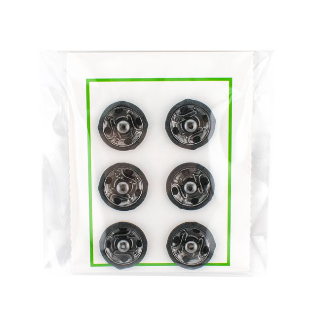 Snap Button - スナップボタン シルクスナップ（1508） 12mm 19.黒 6組入 08Bg99_