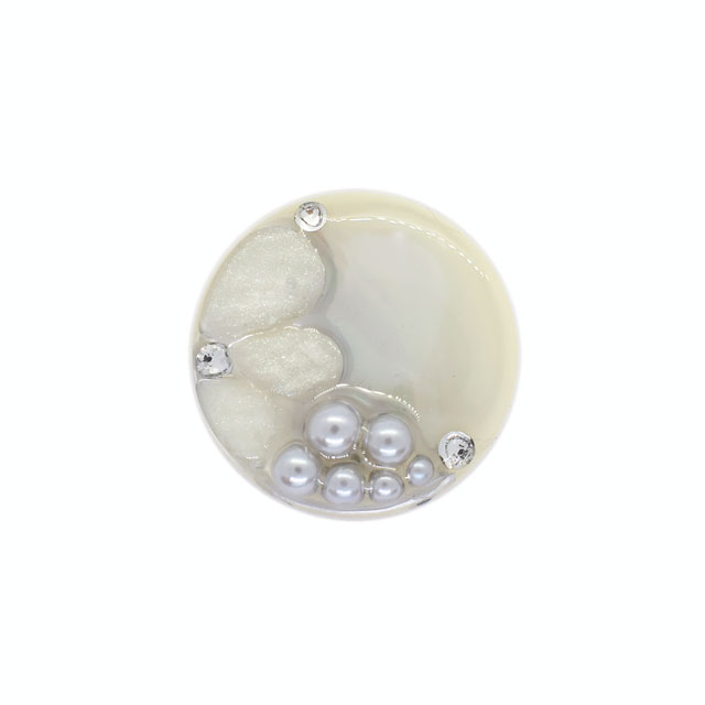 Button - ボタン シェルべースフラワージュエルボタン （86892） 23mm 5.グレー 08Bg99_