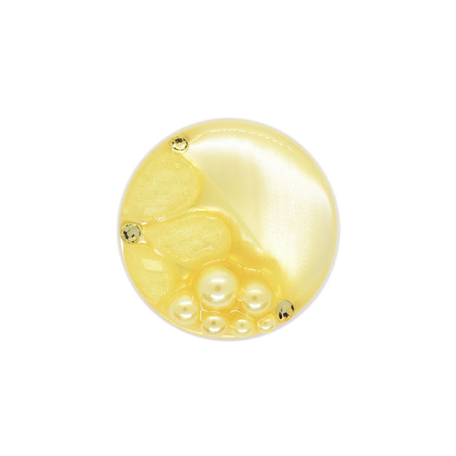 ボタン シェルべースフラワージュエルボタン （86892） 25mm 32.イエロー 08Bg99_