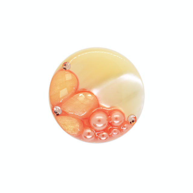Other - ボタン シェルべースフラワージュエルボタン （86892） 25mm 34.オレンジ 08Bg99_
